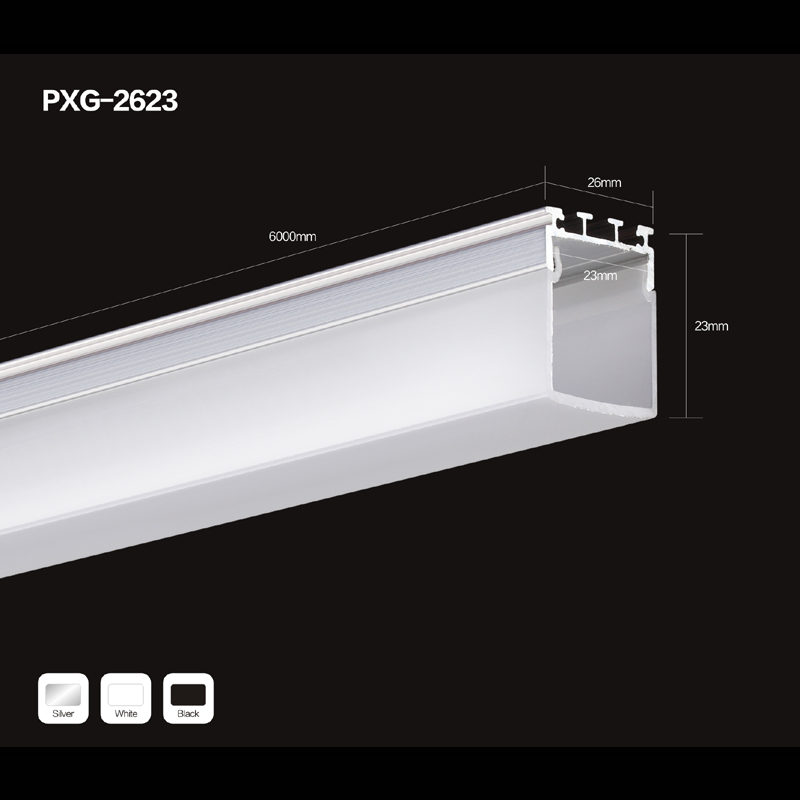 LED-profil aluminiumkanalsystem med lock och ändlock för LED-remsinstallationer
